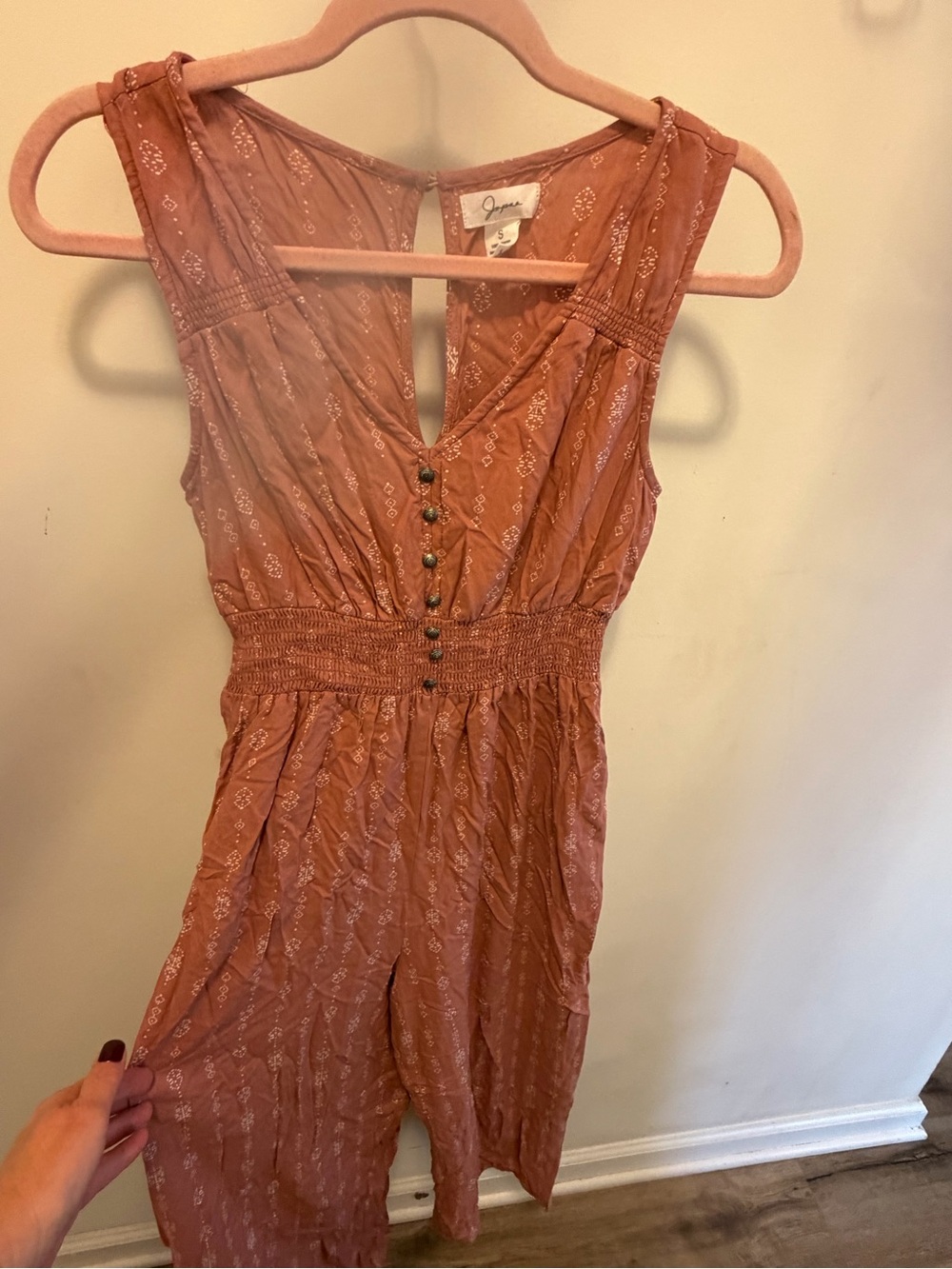 Japna Rust Pink Smocked Waist Sleeveless One-Piece